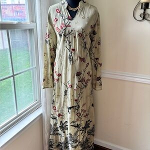 Floral Embroidered Cream Dress